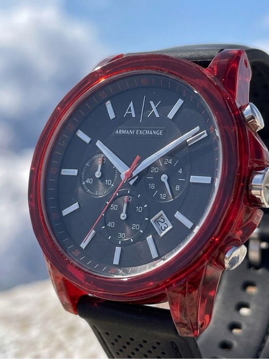 Armani Exchange Other - Armani Exchange Black Dial Chronograph Watch with Red Transparent Case